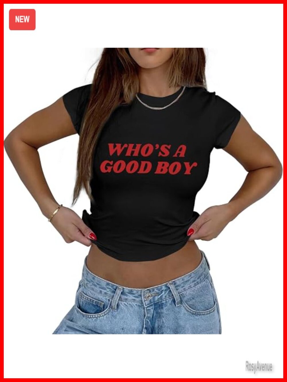 Crop Top Funny Who's A Good Boy Baby Tee Grunge Slim Fit Short Sleeve